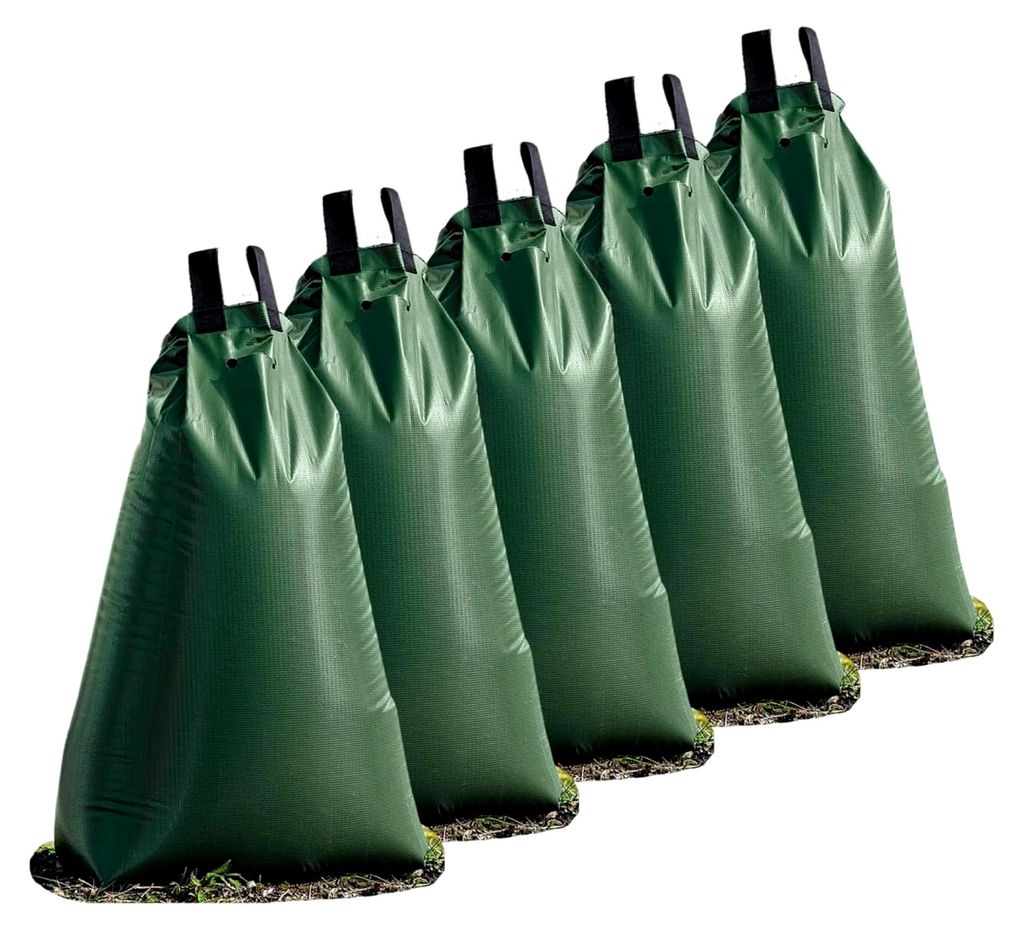Bewässerungssack für Bäume 75 L (5 Stück) - Mehrere Bewässerungsbeutel können verbunden werden - Bewässerungssack mit Schutzetikett - Robust...