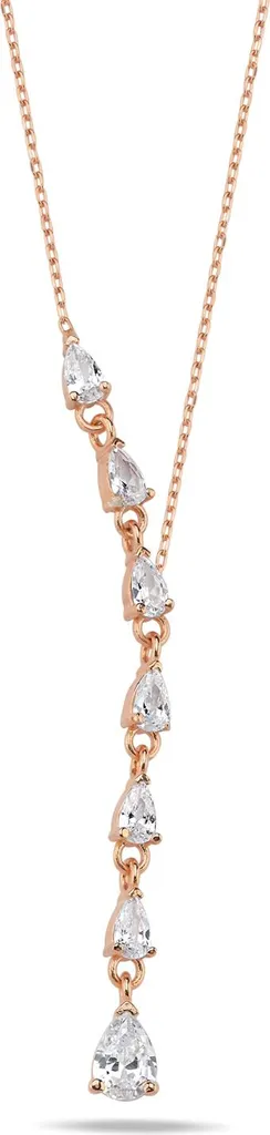 Collier en argent sterling 925 avec long pendentif goutte et zircone