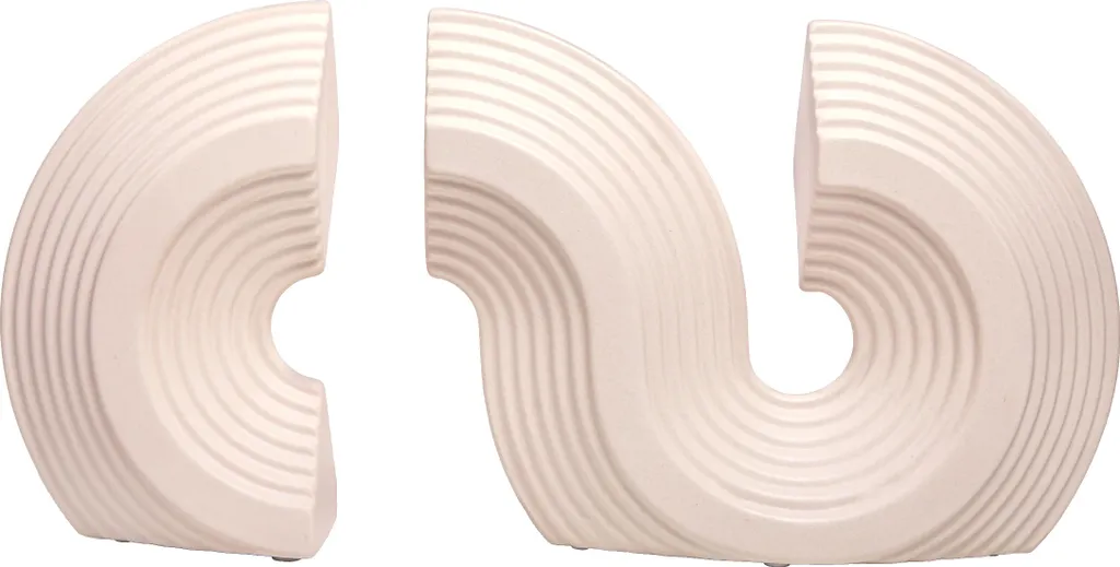 QUVIO Fermalibri - Fermalibri geometrici - Decorazione minimalista per la casa - Fermalibri per libri - Moderna decorazione in ceramica - Accessorio funzionale e decorativo - Interior design di tendenza - Ceramica - Beige - Set di 2
