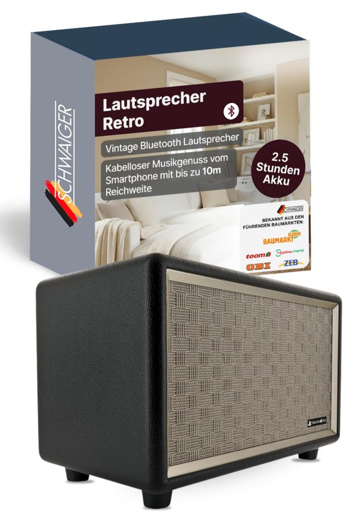 Retro reproduktor Bluetooth® (24 W), farba:čierna Obrázok produktu 