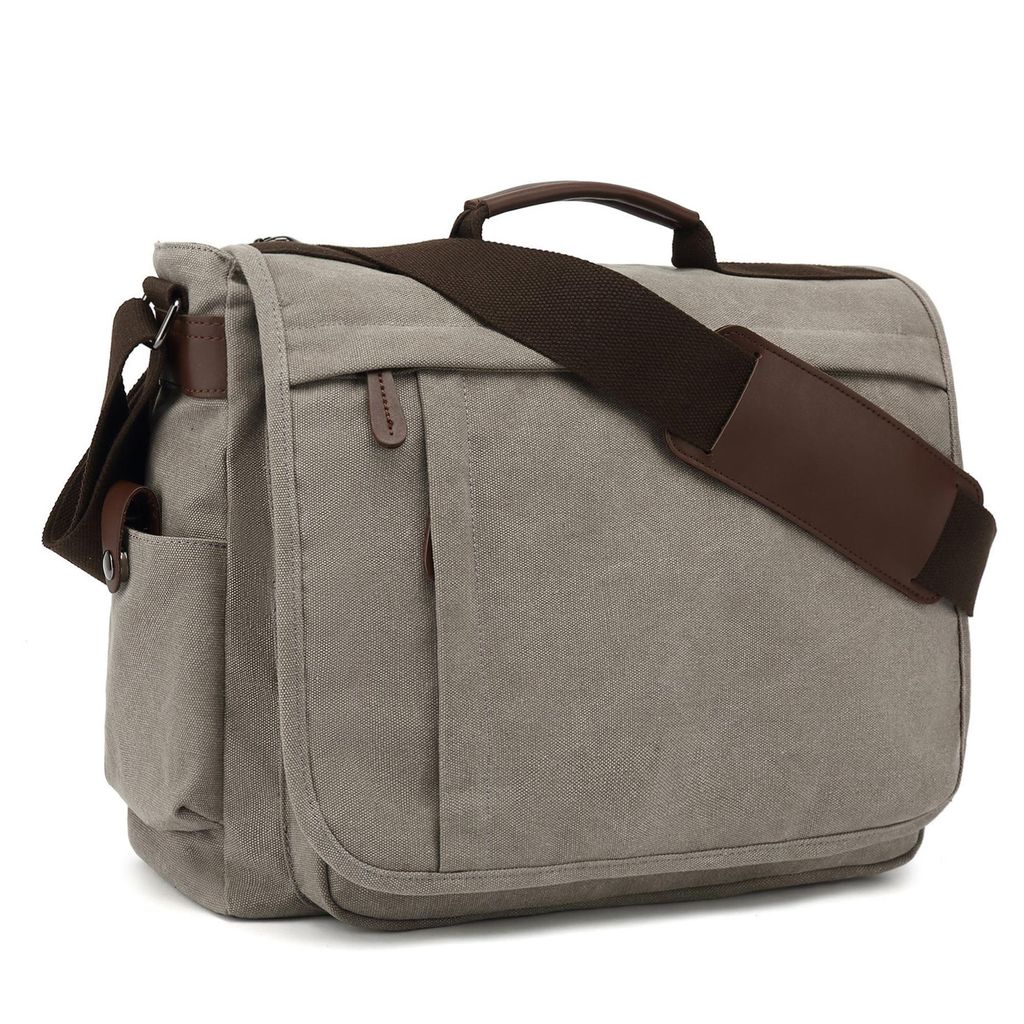 Umhängetasche Umhängetasche Herren Schultertasche 15.6 Zoll Kuriertasche aus Canvas, Hochwertige Herrentasche