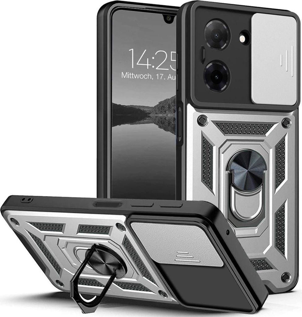 Armor Handyhülle für Xiaomi Redmi A5 Kameraschutz Handy Panzer Case Cover Schutzhülle Outdoor Farbe: Silber
