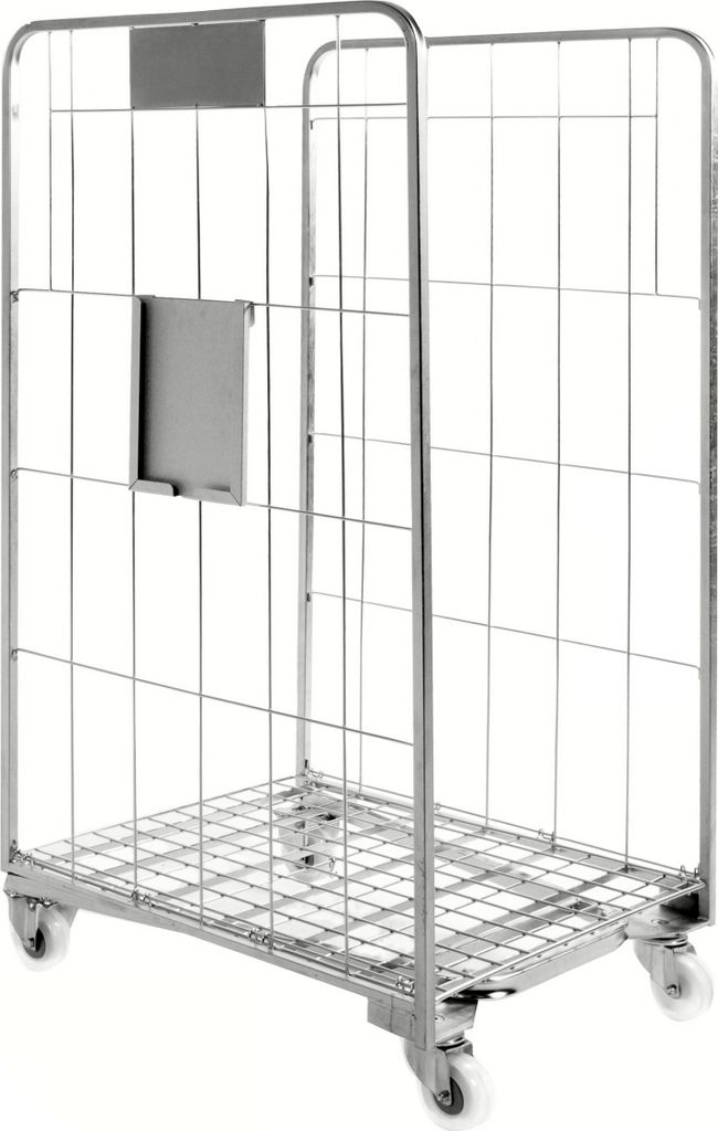 Kongamek Rollcontainer verzinkt 800x700x1570mm stapelbar mit Gitterboden und 2 Gitterwänden 125x300mm