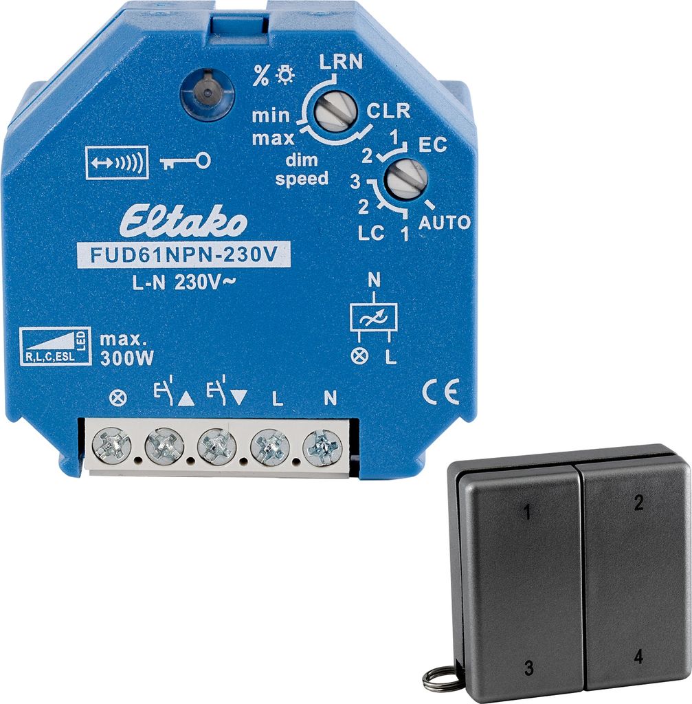 Funk-Dimmer für dimmbare LED Eltako FUD61NPN-230V inkl. Funksensor FMH4S-an Anthrazit