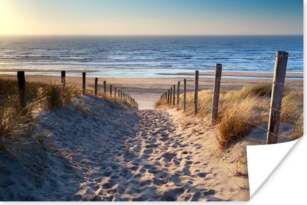 MuchoWow Poster Strand - Meer - Niederlande - Dünen - Sonne 120x80 cm - Bilder