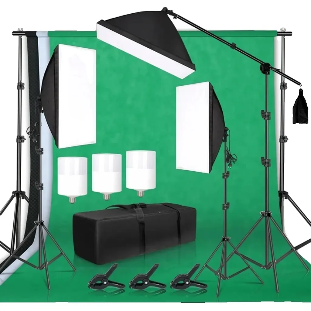 Kit Studio Photo 35 avec Support de Fond et Softbox Éclairage Complet
