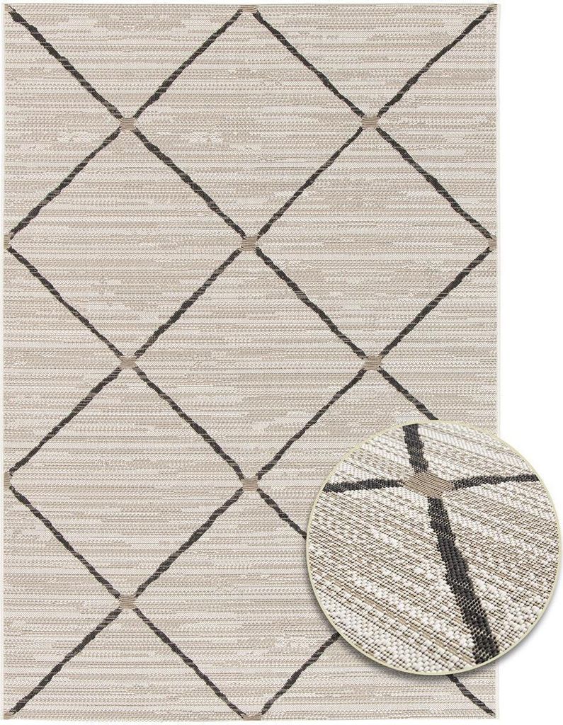 Primaflor In- und Outdoorteppich PARADISE - Rhombus - 120x170cm - Vintage Muster Außenteppich ideal als Terrassenteppich & Balkonteppich