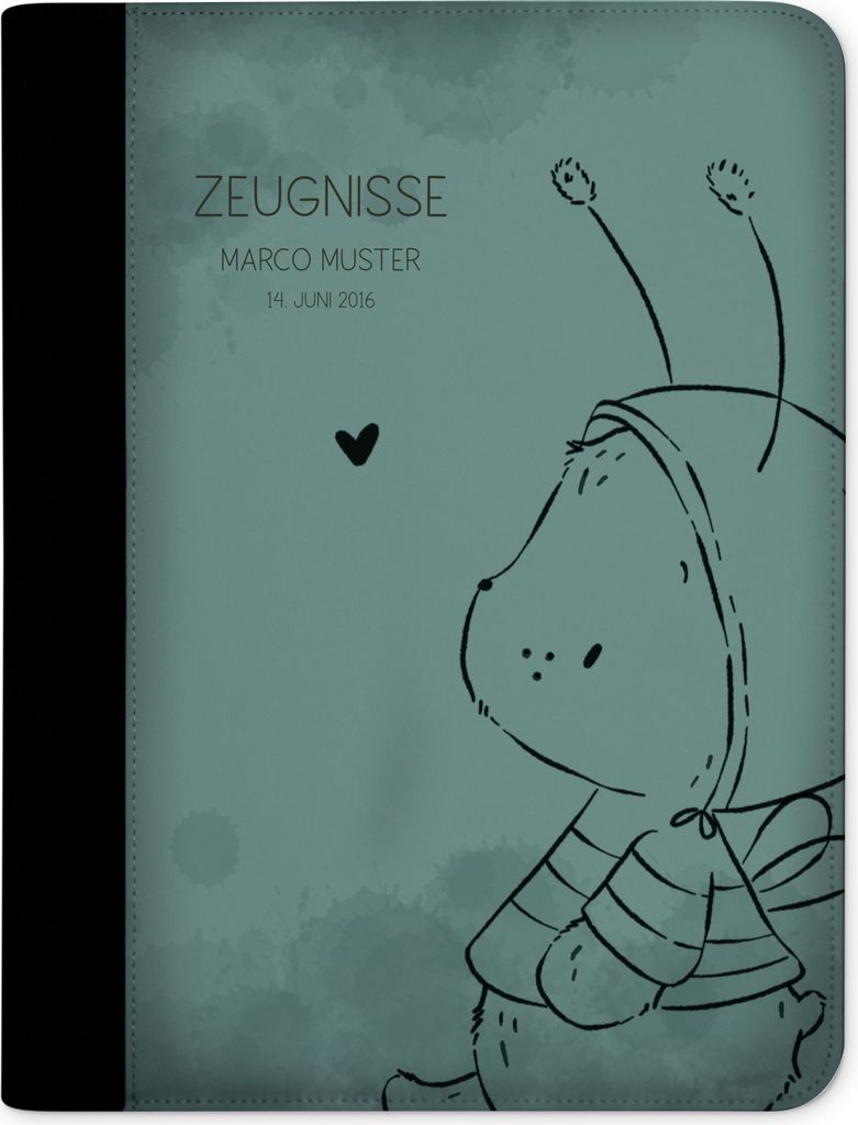 Zeugnismappe, Dokumentenmappe, Ordner A4, Hummel Bär lila mit Klarsichthüllen