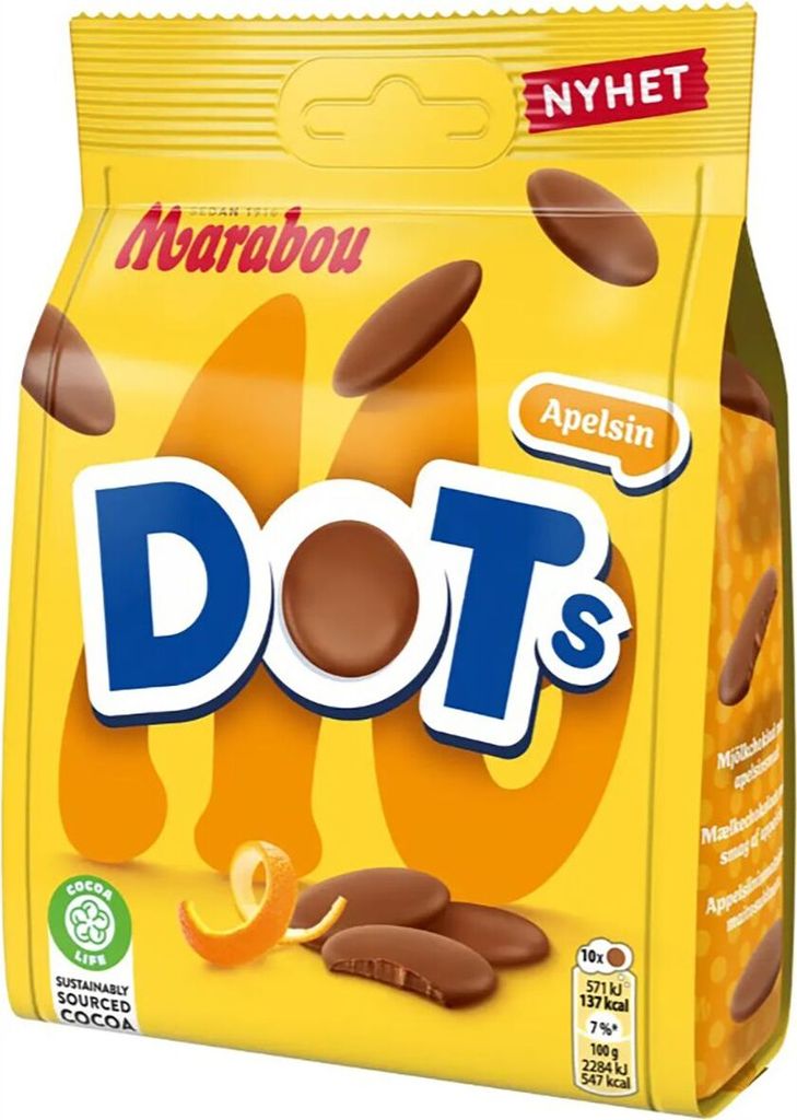 Marabou Dots Apelsin Milchschokolade Orange 120g Produktbild 