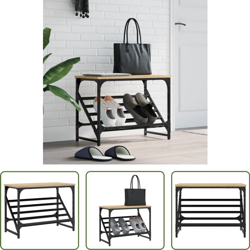 The Living Store Schuhregal Sonoma-Eiche 60x30x45 cm Holzwerkstoff