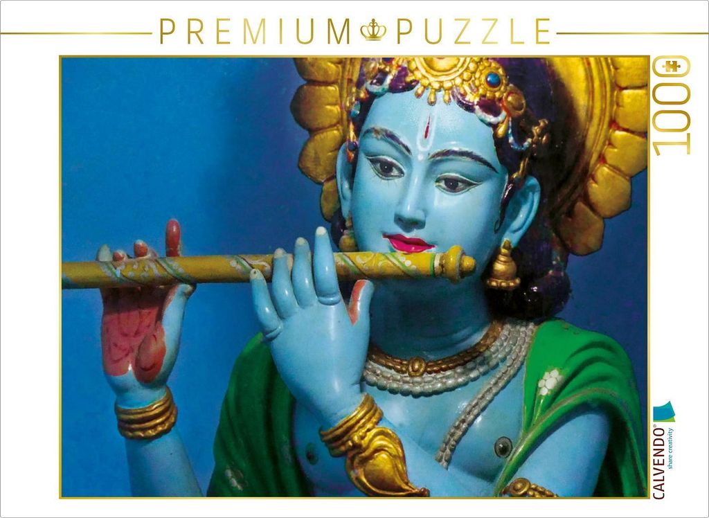CALVENDO Puzzle Flöte spielender Gott Krishna, Ananda, Indien | 1000 Teile Lege-Größe 64x48cm Foto-Puzzle für glückliche Stunden