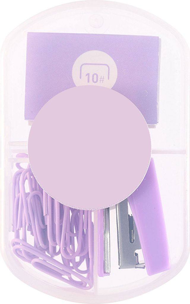 Mini Stapler Bemühungen sparen tragbare kleine Süße mit Grundnahrungsmitteln und Papierclip für Office School Lavendel Purple