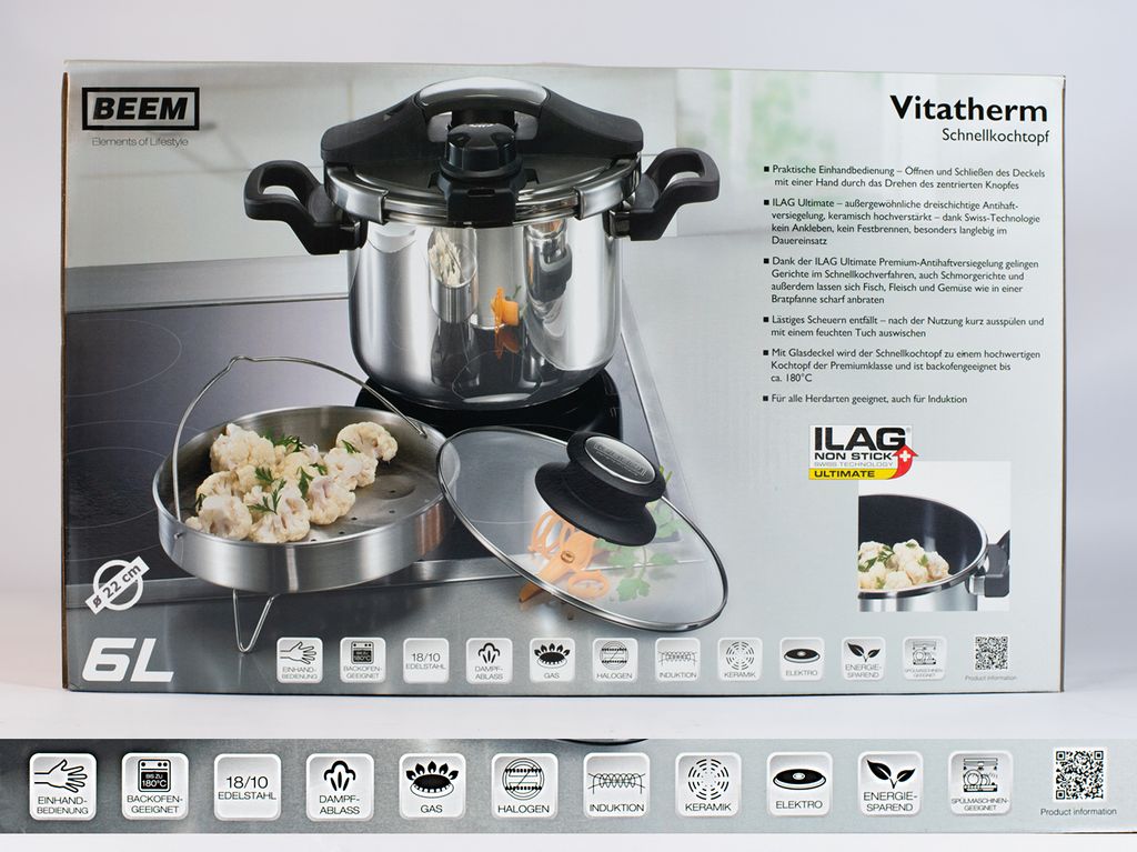 BEEM Vitatherm Schnellkochtopf Set 6L – Edelstahl & Produktbild 