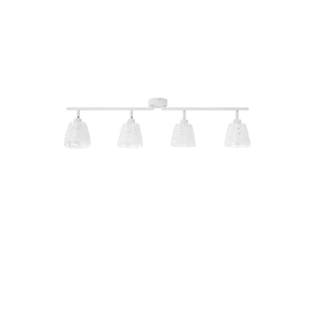 Nova Luce Sion Projecteur de Plafond 4 Flammes en Tissu Blanc Élégant