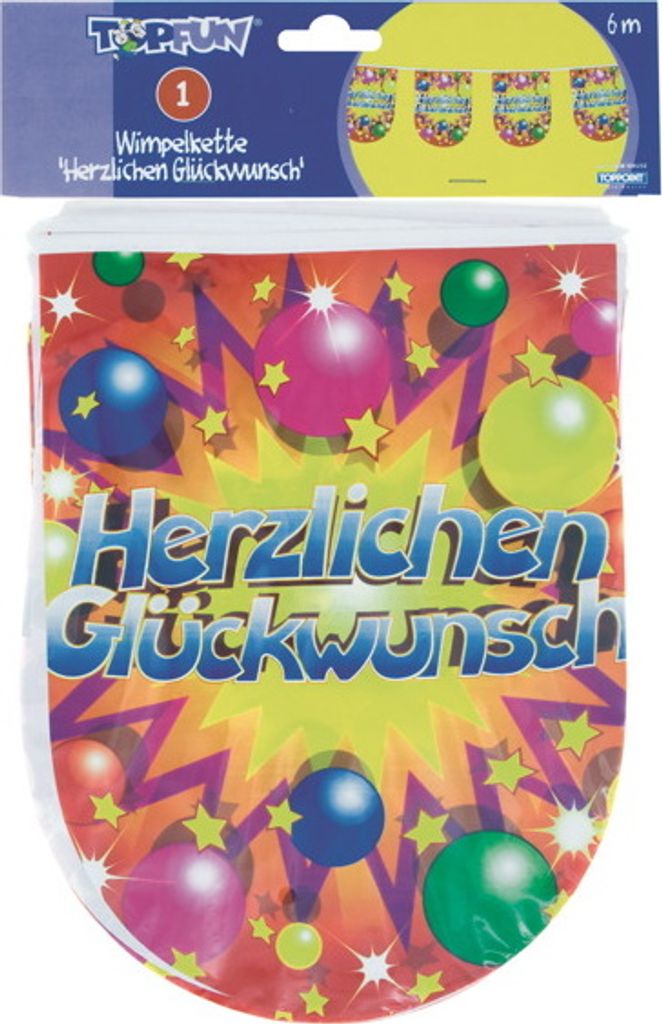 Girlande Wimpelkette Herzlichen Glückwunsch 10 Wimpel