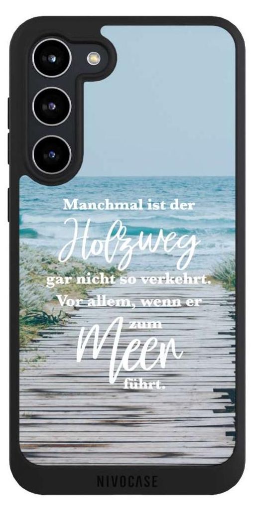 NIVOCASE Handyhülle für Samsung Galaxy S23+ Hülle NIVOpure Case Schwarz Statement Strand Spruch