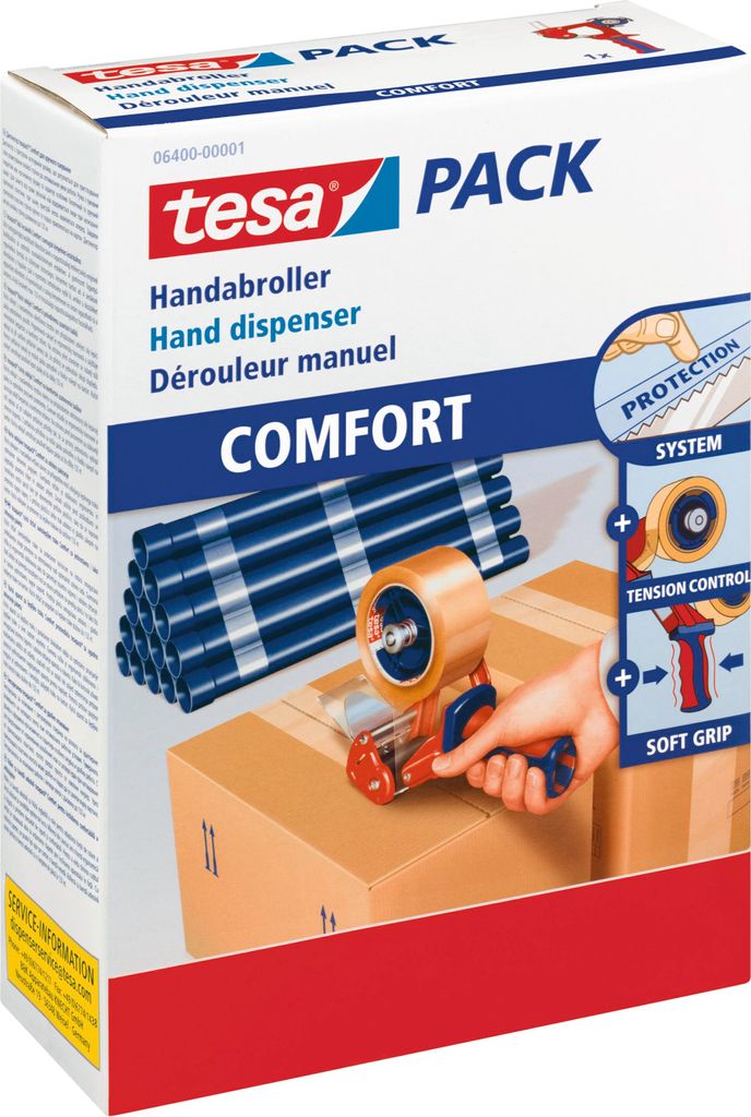 tesa Packband Abroller Handabroller für Paketband Klebeband tesaNEU Comfort