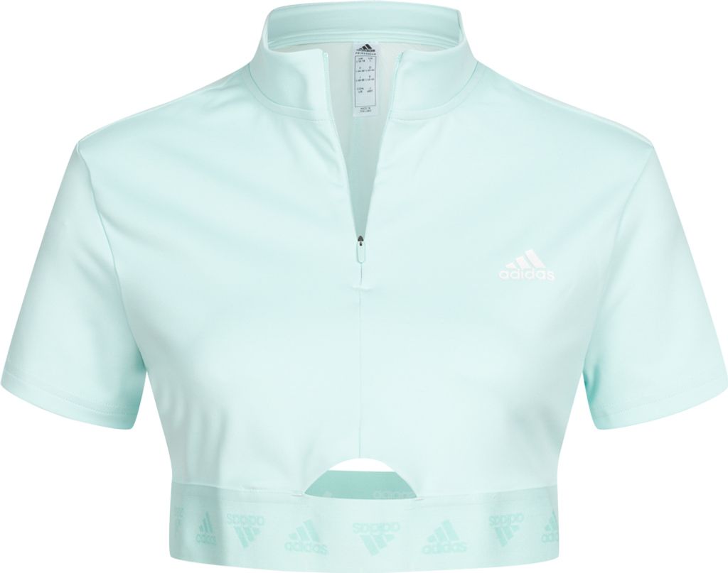 Adidas Crop Zip Tee Damen Sport kurzes Logo-Top XS