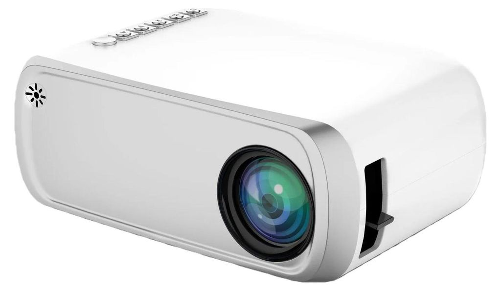 Mini Beamer Projektor - T4 Heimkino-Projektor - LED-Lichtquelle - WLAN kabellos - Integrierter Akku - 1080p-Unterstützung - Weiß