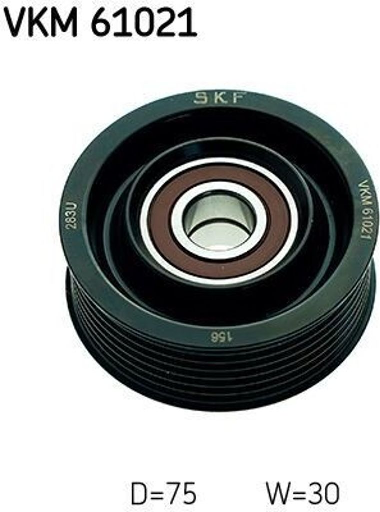 SKF VKM 61021 Umlenk-/Führungsrolle, Keilrippenriemen OE 1660426010 kompatibel mit IS, Auris, Avensis, RAV 4, Verso