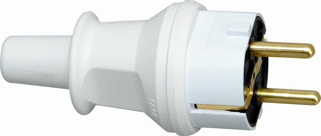 Kopp Schutzkontakt Kupplung / Stecker Gummi Vollgummi IP20 IP44 Stecker IP44 mit Knickschutz arktisweiß