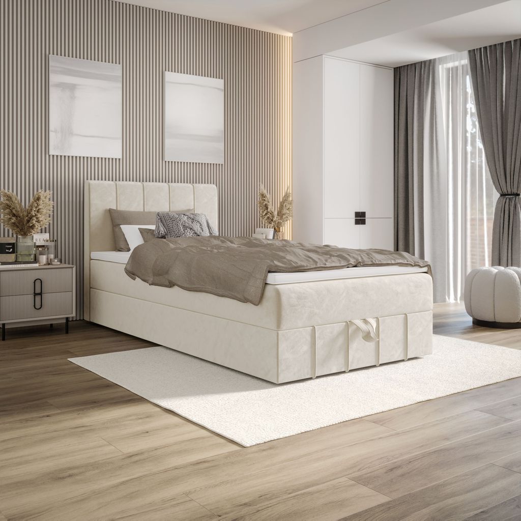 Einzel-Boxspringbett 90x200 MADLEN 1 - beige