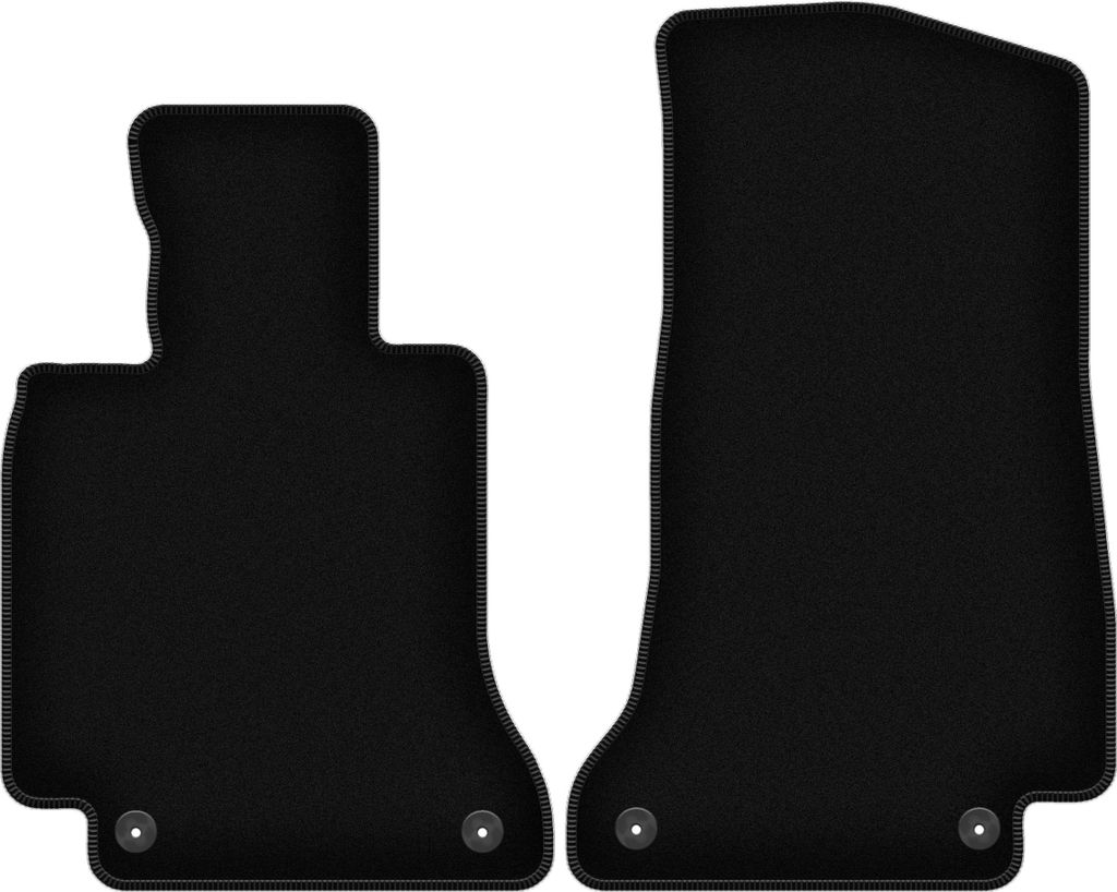 Wielganizator Velours-Autoteppiche vorne – passend für Mercedes C W205 (Coupé, Cabrio, Bj. 2015-) – schwarz, passgenau, mit Befestigungen se...