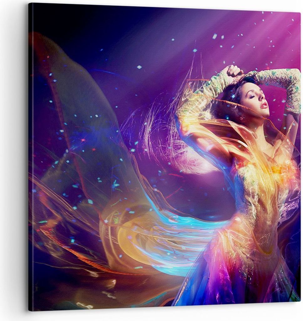 Bild auf Leinwand - Leinwandbild - Schönheit Disco Mode Make-up - 60x60cm - Wand Bild - Wanddeko - Leinwanddruck - Bilder - Kunstdruck - Wanddekor...