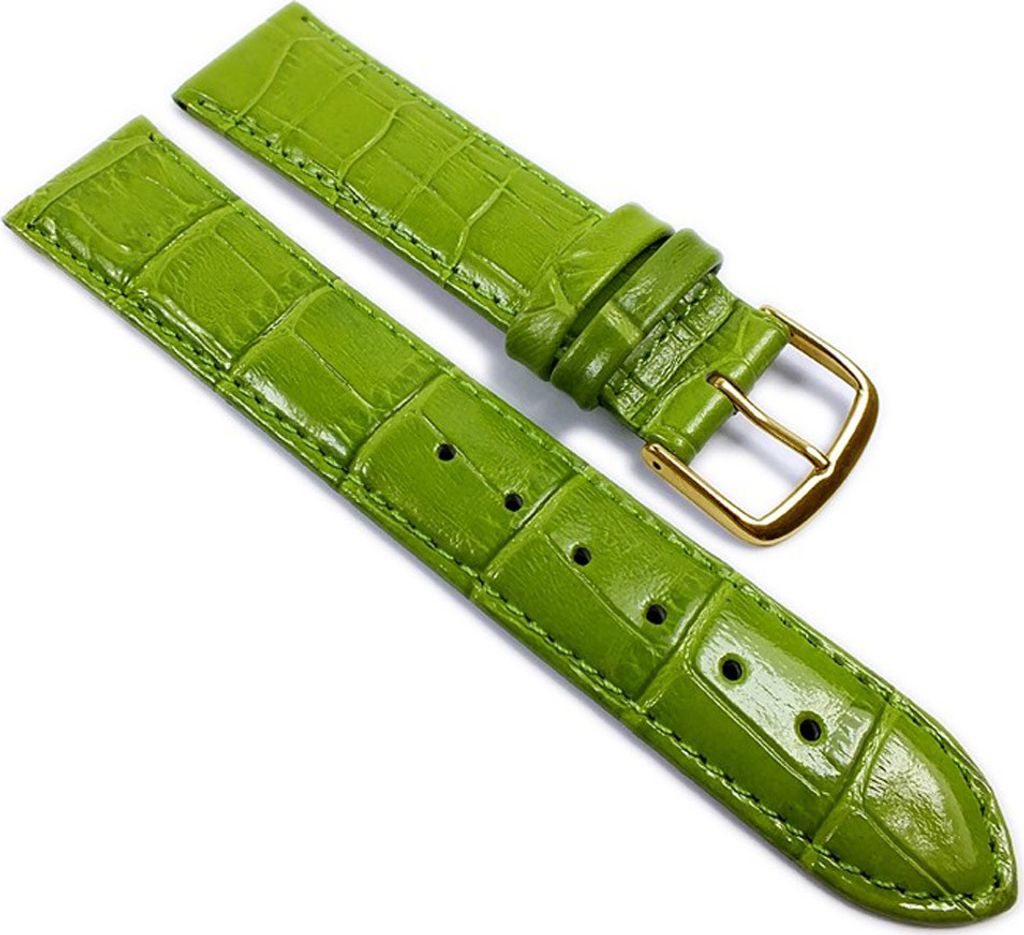 Louisiana Print XL Ersatzband Uhrenarmband Leder Grün 21909G, Anstoß:12 mm