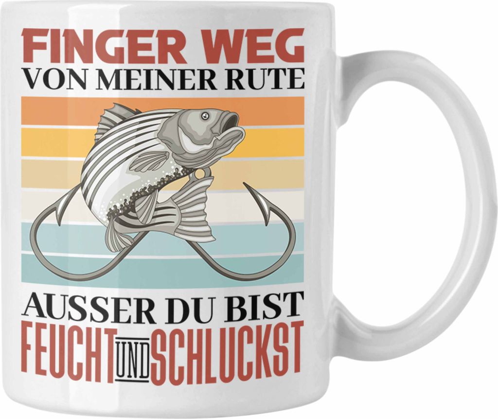 Trendation - Versauter Angler Spruch Tasse Geschenk Männer Angeln Fischer Geschenkidee (Weiß)