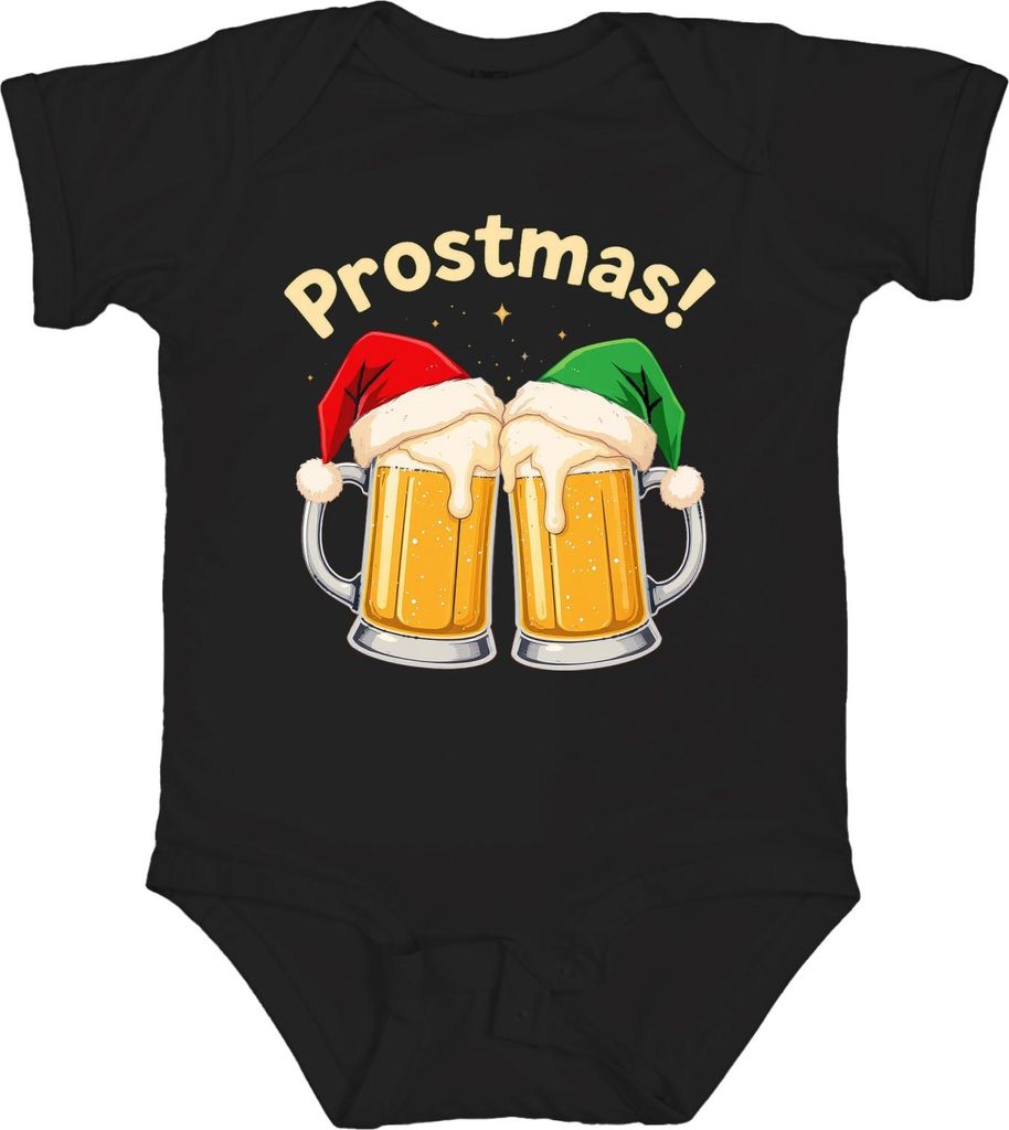 Prostmas Bierkrug Bier Weihnachten lustig Geschenk Party Vintage Unisex Baby Body, Schwarz, 3/6