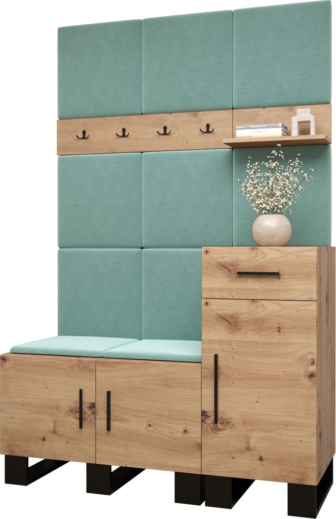 Garderobe ARTIN Set 5 mit gepolsterten Paneelen Industrial Design