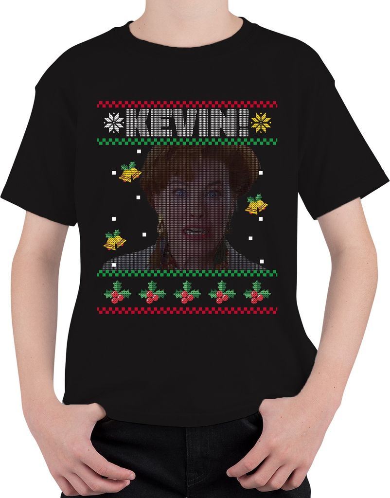 Kate McCallister Kevin Allein zu Haus - Ugly Christmas Sweater Weihnachtsgeschenk Uni Kinder T-Shirt, Schwarz, 116