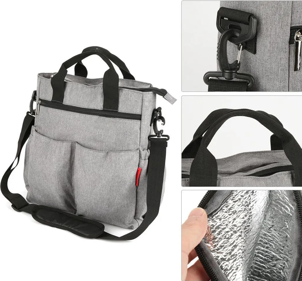 Sac à langer portable grande capacité Insular gris pour la poussette