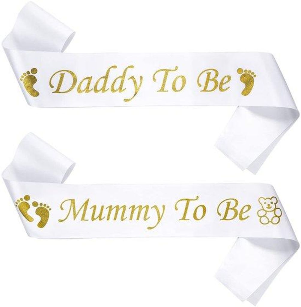 Babywirbelwindelset 2er - Geschmückt für Babyfeier - Weiss - Geschlechtsrevel - Geschenk für Eltern