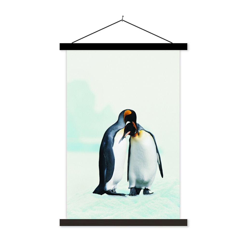 MuchoWow Textilposter Pinguine - Schnee - Familie 120x180 cm mit schwarzem Rahmen - Fotos