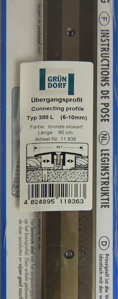 Übergangsprofil Bronze eloxiert für Laminat 6-10mm mit UP 33,7x90cm (BxL)