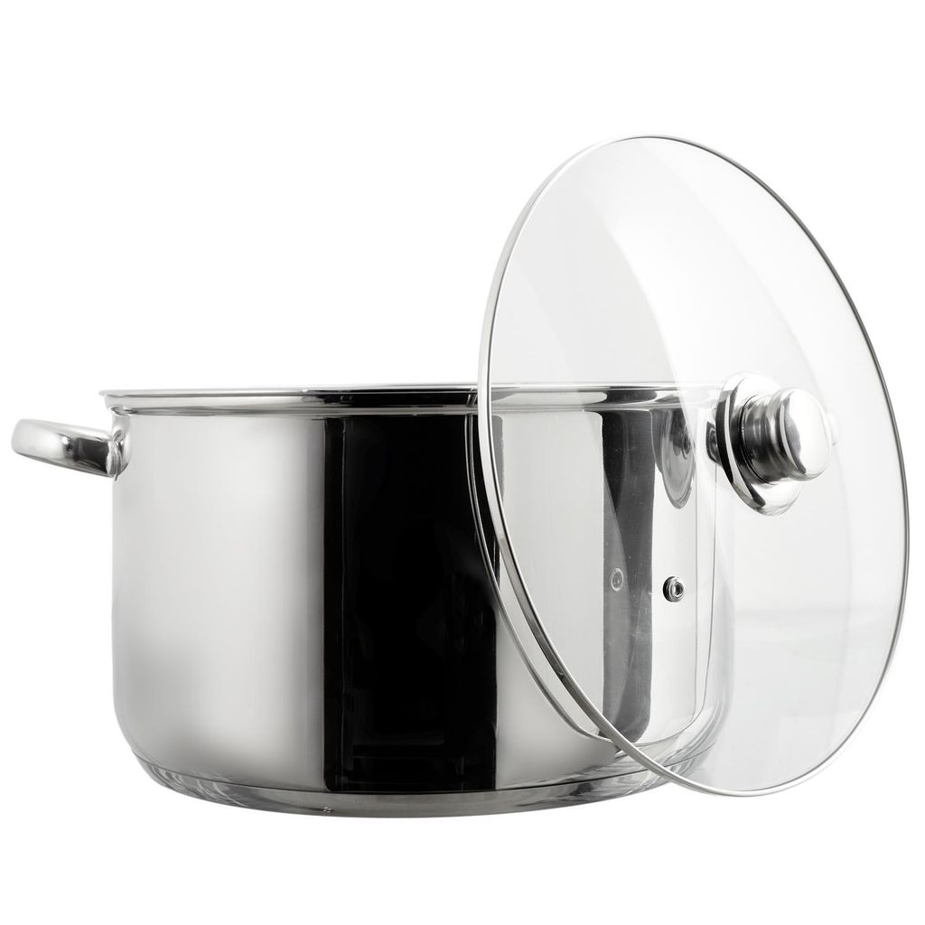 Edelstahl Suppentopf 10 Liter – Ø37,5 x 29,4 cm – Edelstahl Kochtopf mit Glasdeckel – Geeignet für Induktion & Alle Wärmequellen – Silbe...