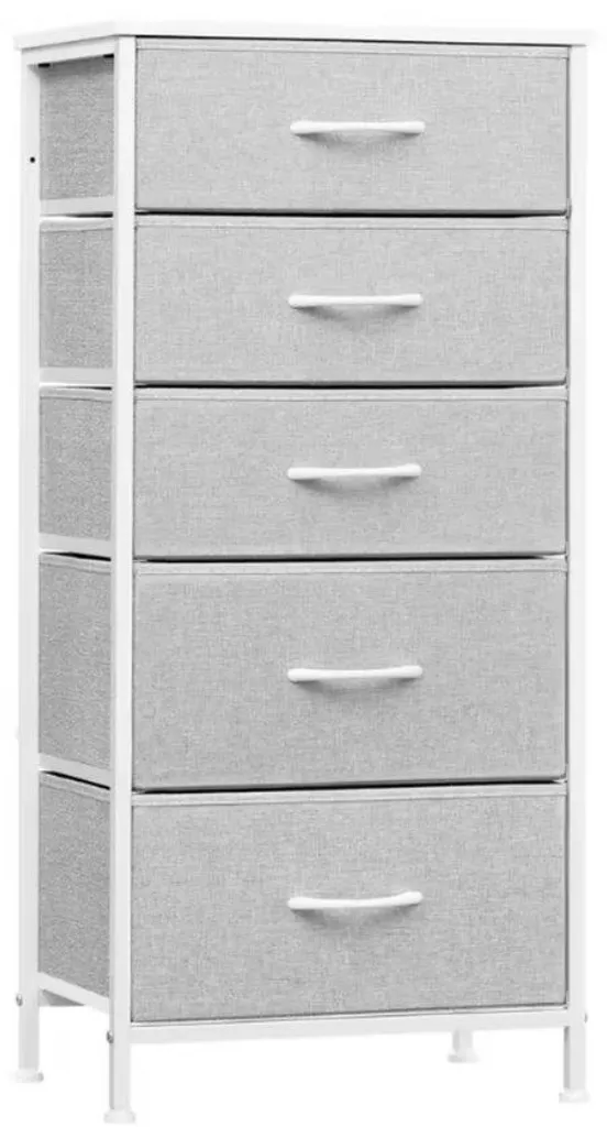 Commode blanche robuste et légère en métal - 5 tiroirs de rangement Pro