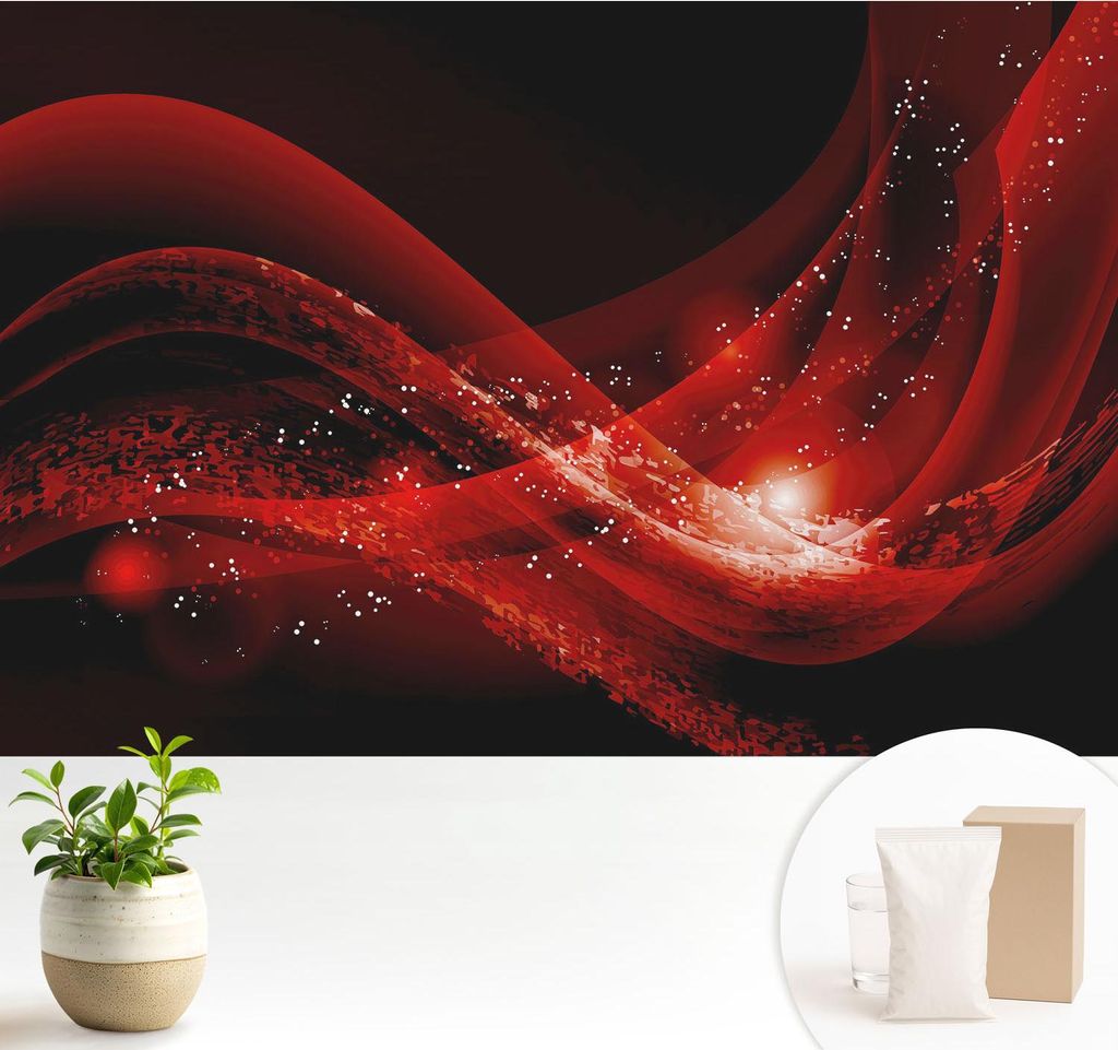 Fototapete - 104x70 cm - Tapete - Wandtapete - Wandbilder - Dekofolie - Tapete Folie - Wand - Dekoration - Wohnzimmer - Roter Wirbel