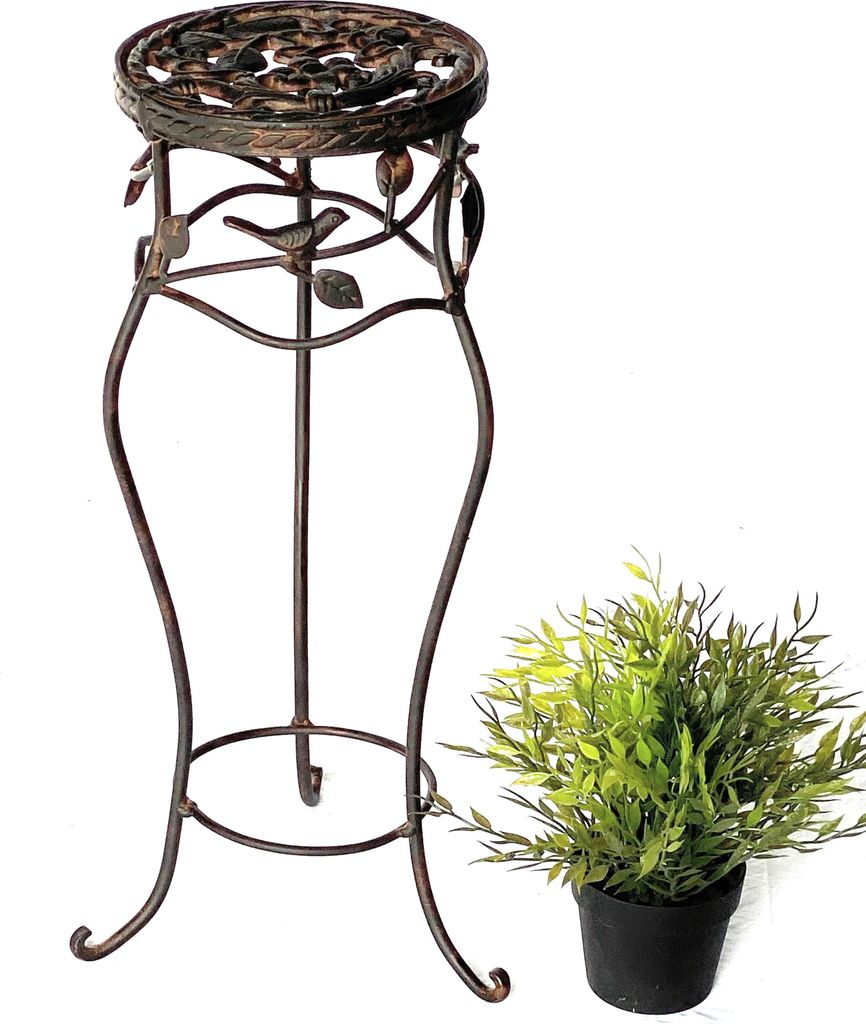 Blumenhocker Metall Schwarz Rund 52 cm Blumenständer 18215 Blumensäule Antik Pflanzenständer Pflanzenhocker Vintage