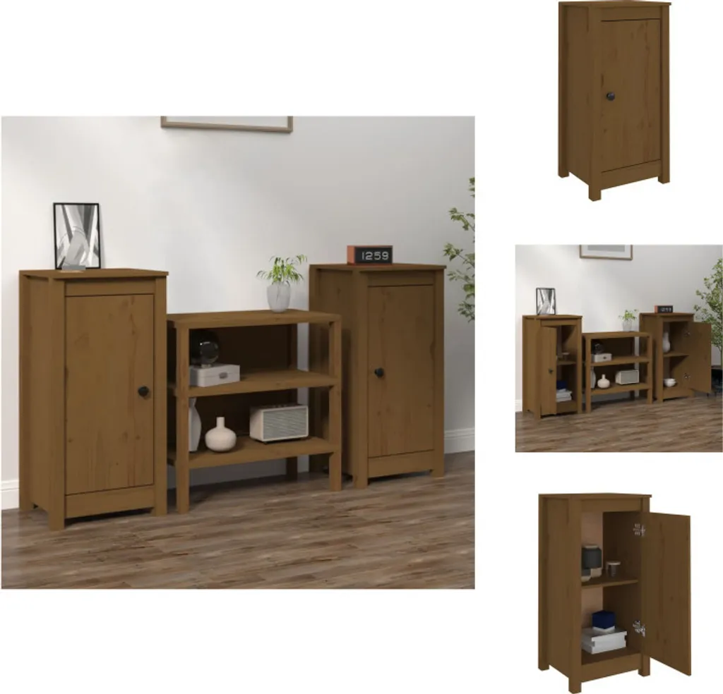 Offerta Set 2 Credenze vidaXL Legno Pino 40x35x80 cm Miele
