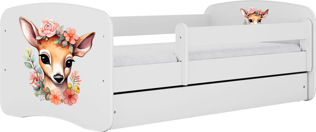 Kinderbett Weiß 70x140 80x160 80x180 cm – mit Matratze, Rausfallschutz und Schublade – Jugendbett für Mädchen und Jungen – Stabil und Sich...