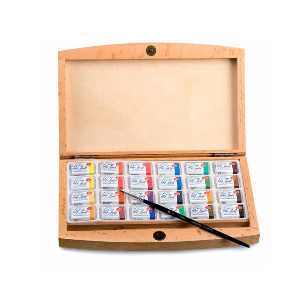Aquarelle White Nights 24 Godets 2,5ml en Boîtier Bois Haute Qualité