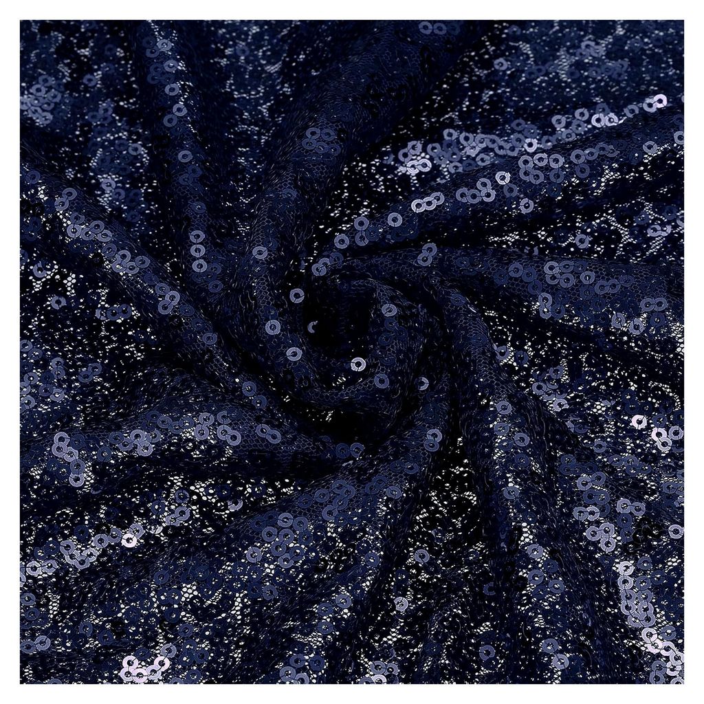 Marineblauer Paillettenstoff, Meterware, 91 cm lang, 1,3 m breit, Pailletten-Samtstoff für DIY-Nähen, Kleid, Hintergrund, Tischdecke, Tischläufer