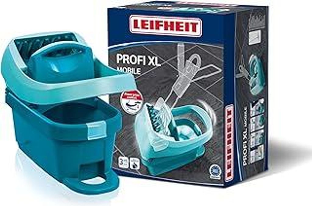 Leifheit Wischtuchpresse Profi XL mit Rollen und Tragegriff, mit Fußbedienung für rückenschonendes Putzen ohne Bücken und saubere Hände, 8 Lit...