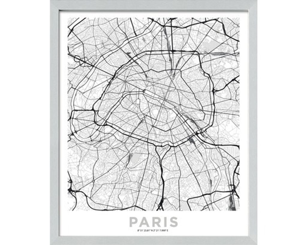 Gerahmtes Bild Paris Citymap II 55x65 cm