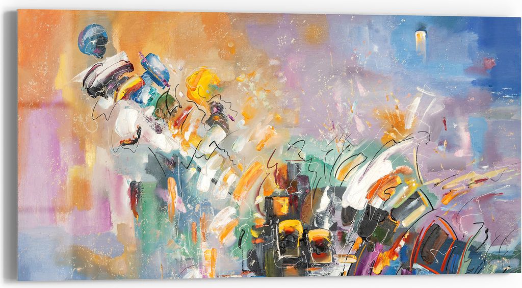 DEQORI Glasbild Echtglas 60x30 cm 'Abstraktes Feuerwerk' Wandbild Bild modern Deko