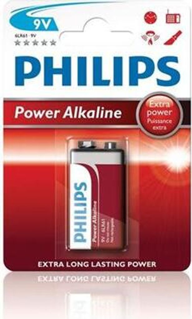 Philips 9V PowerLife-Batterie, alkalisch - 1 Stk.