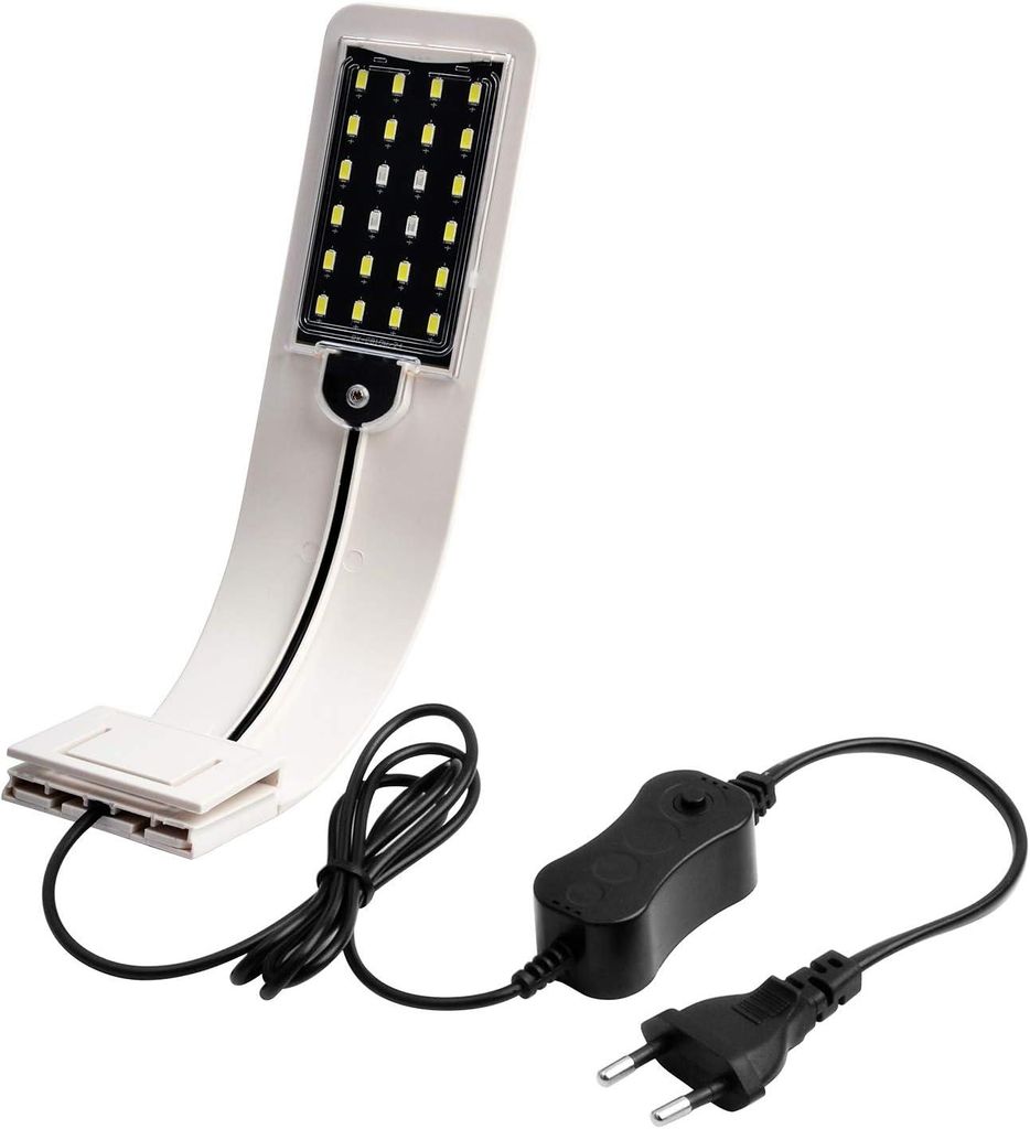 LED-Aquarienbeleuchtung mit Klemme, ultradünne Aquarienlampe mit weißem und blauem Licht, 24 LEDs